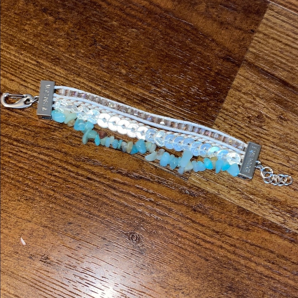 Victoria Emerson Silver Blue Fringe Bracelet